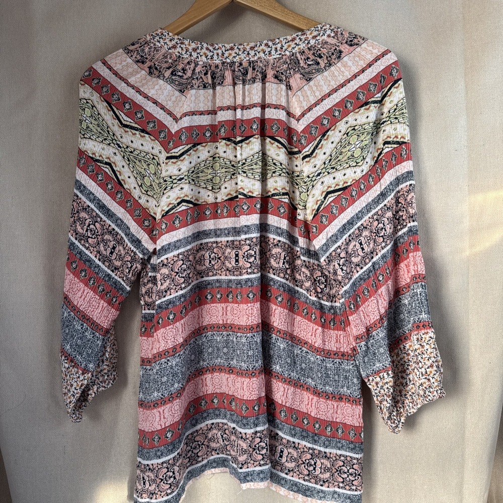 Farmers Market by One World Boho Printed Scoop Neck Flowy Long Sleeve Blouse 1XL - Picture 6 of 8